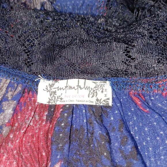 Intimately Free People "So You Say" Lace Floral Slip Dress Womens M Cobalt Boho - Picture 4 of 8